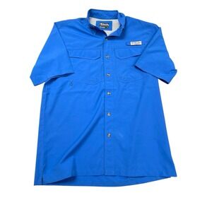 Bimini Bay Outfitters Shirt Mens S Blue Fishing Vented Mesh Lined Short Sleeve‎